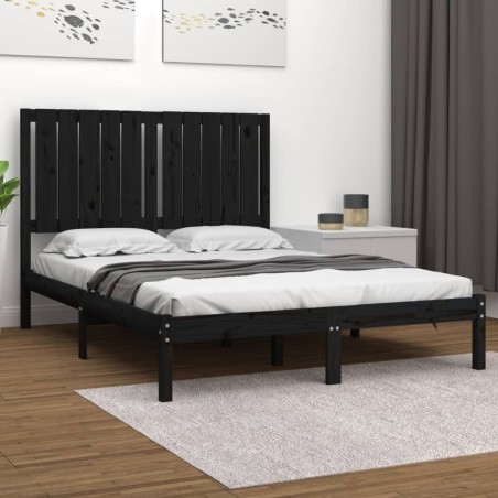 vidaXL Massivholzbett Schwarz Kiefer 120x200 cm