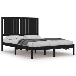 vidaXL Massivholzbett Schwarz Kiefer 120x200 cm