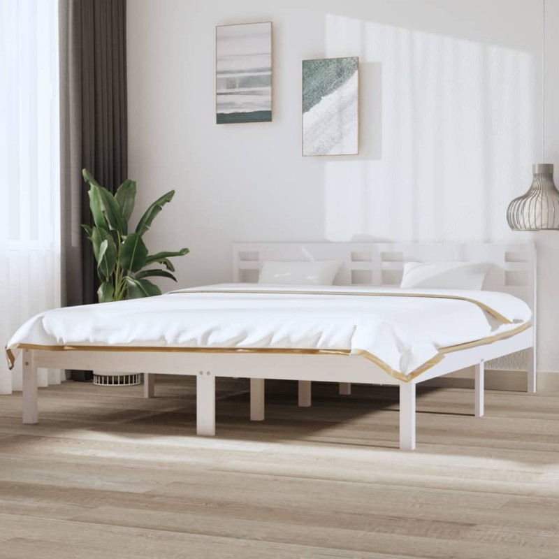 vidaXL Massivholzbett Weiß 180x200 cm vidaXL Massivholzbett Weiß 180x200 cm