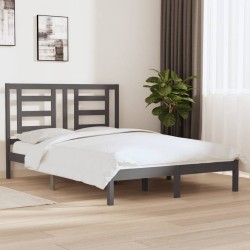 vidaXL Massivholzbett Grau Kiefer 140x190 cm