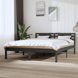 vidaXL Massivholzbett Grau Kiefer 140x200 cm