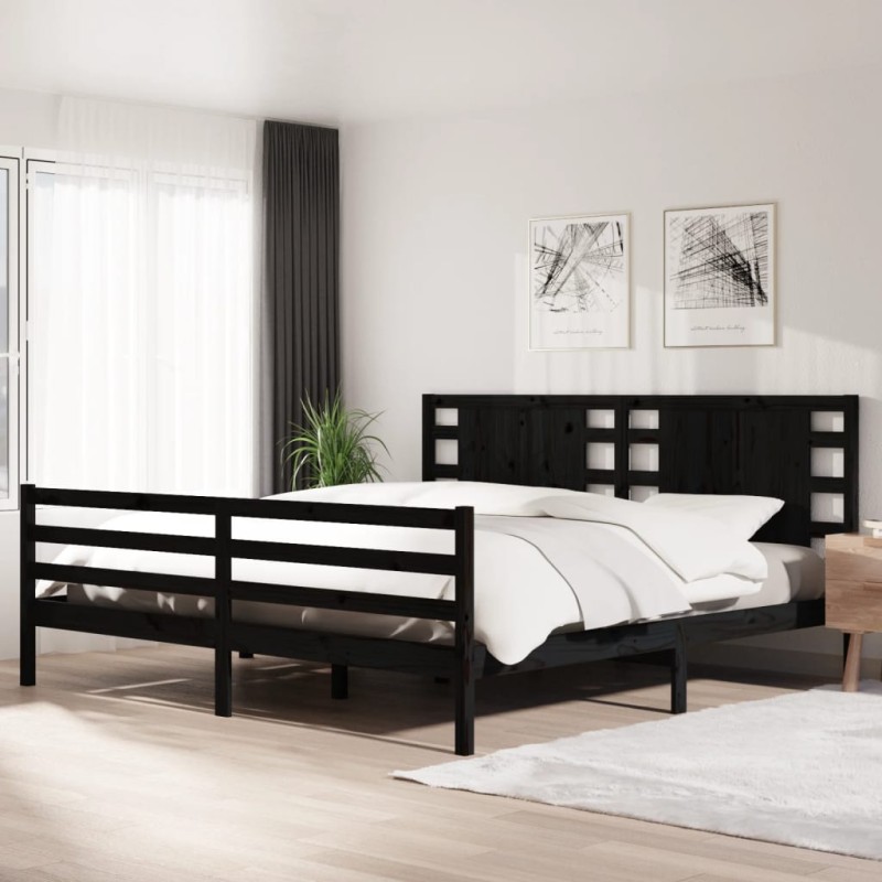 vidaXL Massivholzbett Schwarz Kiefer 180x200 cm vidaXL Massivholzbett Schwarz Kiefer 180x200 cm