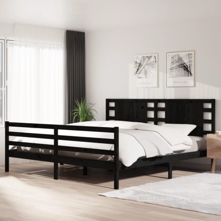 vidaXL Massivholzbett Schwarz Kiefer 180x200 cm