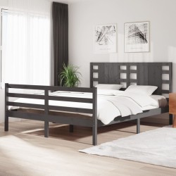vidaXL Massivholzbett Grau Kiefer 160x200 cm