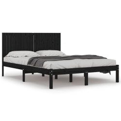 vidaXL Massivholzbett Schwarz Kiefer 200x200 cm