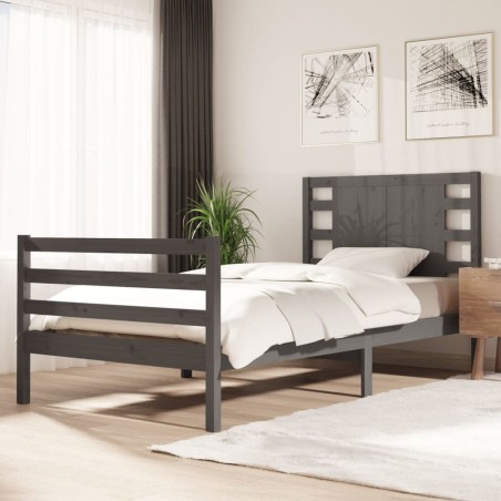 vidaXL Massivholzbett Grau Kiefer 90x200 cm