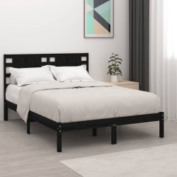 vidaXL Massivholzbett Schwarz 150x200 cm