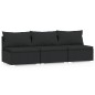 3-Sitzer-Sofa mit Kissen Schwarz Poly Rattan 3-Sitzer-Sofa mit Kissen Schwarz Poly Rattan