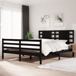 vidaXL Massivholzbett Schwarz Kiefer 150x200 cm