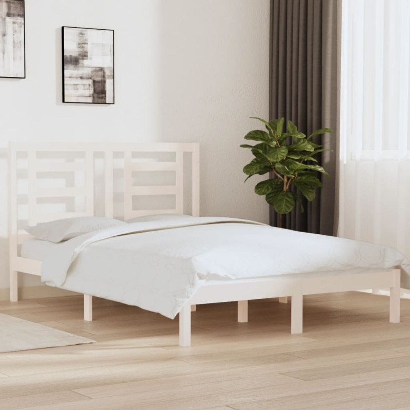 vidaXL Massivholzbett ohne Matratze Weiß 135x190 cm Kiefernholz vidaXL Massivholzbett ohne Matratze Weiß 135x190 cm Kiefernholz