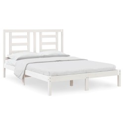 vidaXL Massivholzbett ohne Matratze Weiß 135x190 cm Kiefernholz