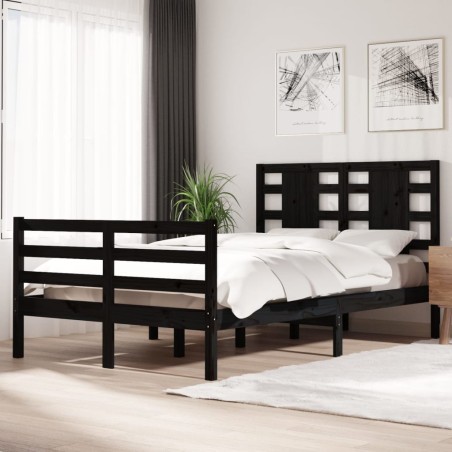 vidaXL Massivholzbett Schwarz Kiefer 120x200 cm