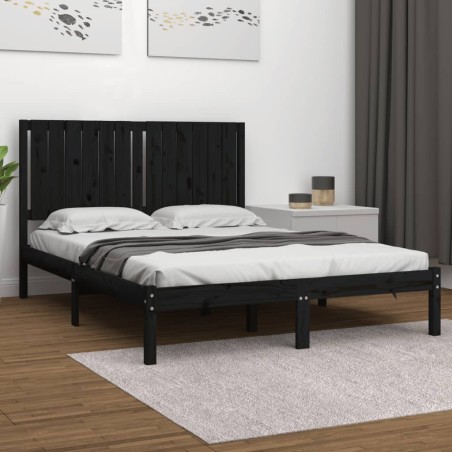 vidaXL Massivholzbett Schwarz Kiefer 140x200 cm