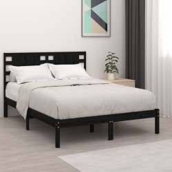 vidaXL Massivholzbett Schwarz Kiefer 120x200 cm