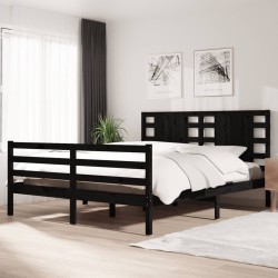 vidaXL Massivholzbett Schwarz Kiefer 160x200 cm