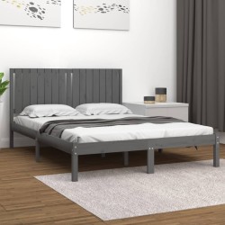 vidaXL Massivholzbett Grau Kiefer 160x200 cm