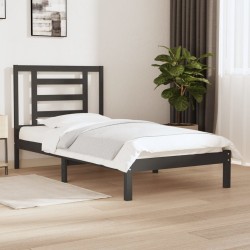 vidaXL Massivholzbett Grau Kiefer 90x200 cm