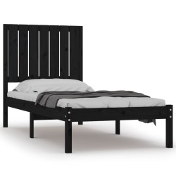 vidaXL Massivholzbett Schwarz 75x190 cm