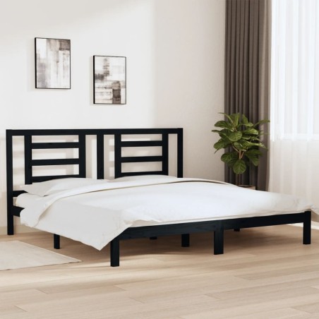 vidaXL Massivholzbett Schwarz Kiefer 200x200 cm