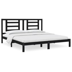 vidaXL Massivholzbett Schwarz Kiefer 200x200 cm