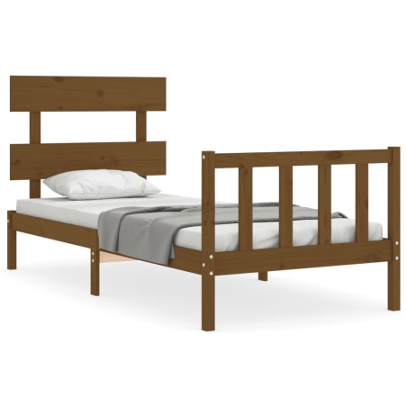 vidaXL Massivholzbett mit Kopfteil Honigbraun 90x200 cm
