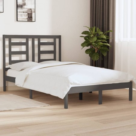 vidaXL Massivholzbett Grau 120x190 cm