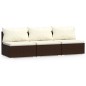 3-Sitzer-Sofa mit Kissen Braun Poly Rattan 3-Sitzer-Sofa mit Kissen Braun Poly Rattan