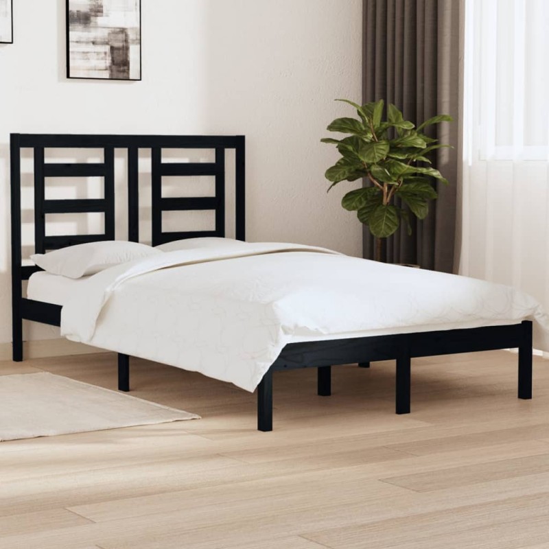 vidaXL Massivholzbett Schwarz 120x190 cm vidaXL Massivholzbett Schwarz 120x190 cm