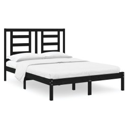 vidaXL Massivholzbett Schwarz 120x190 cm