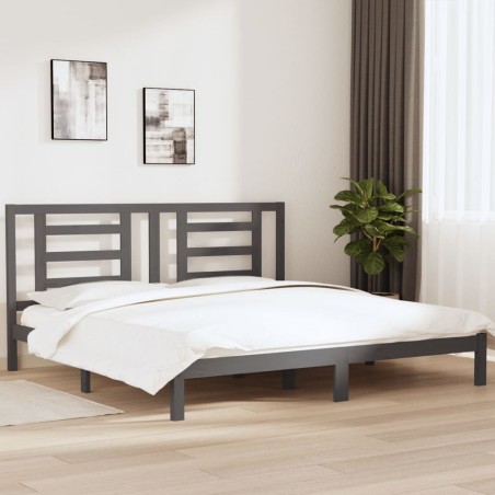 vidaXL Massivholzbett Grau Kiefer 200x200 cm