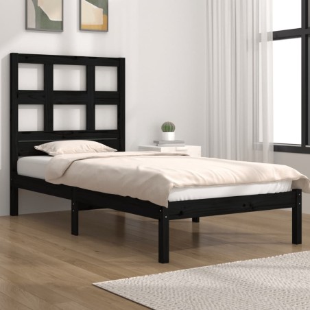 vidaXL Massivholzbett Schwarz Kiefer 100x200 cm