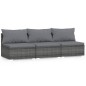 vidaXL 3-Sitzer-Sofa mit Kissen Grau Poly Rattan vidaXL 3-Sitzer-Sofa mit Kissen Grau Poly Rattan