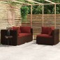 3-tlg. Garten-Lounge-Set mit Kissen Braun Poly Rattan 3-tlg. Garten-Lounge-Set mit Kissen Braun Poly Rattan