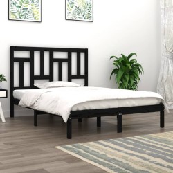vidaXL Massivholzbett Schwarz Kiefer 140x200 cm