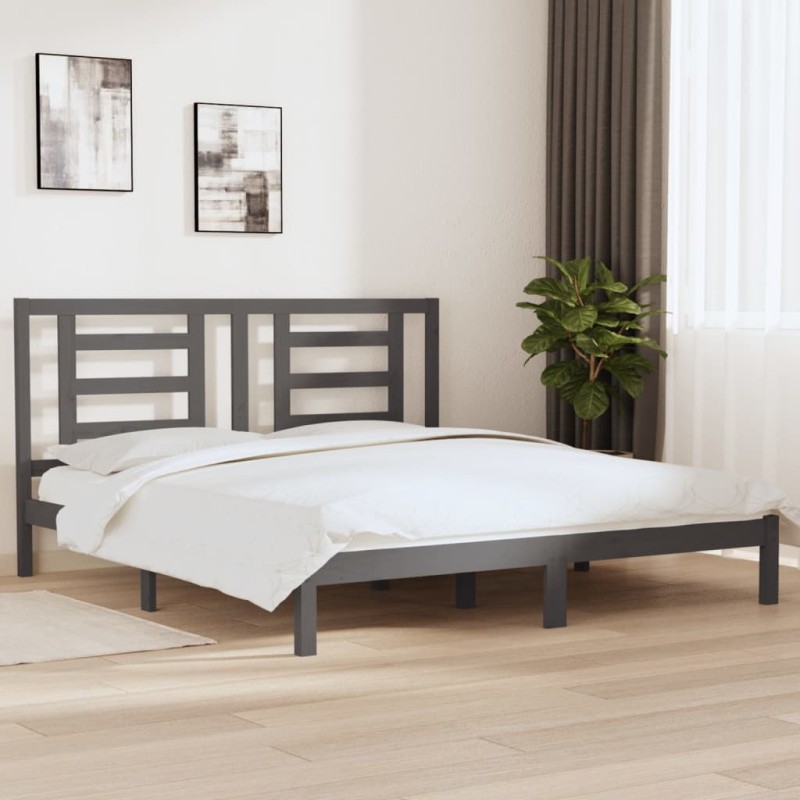 vidaXL Massivholzbett Grau 180x200 cm vidaXL Massivholzbett Grau 180x200 cm