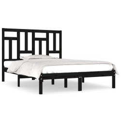 vidaXL Massivholzbett Schwarz Kiefer 140x190 cm