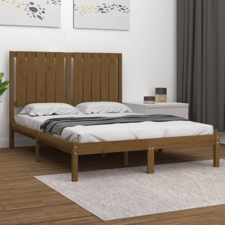 vidaXL Massivholzbett Honigbraun 120x190 cm