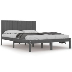 vidaXL Massivholzbett Grau Kiefer 200x200 cm