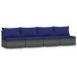 vidaXL 4-Sitzer-Sofa mit Kissen Grau Poly Rattan vidaXL 4-Sitzer-Sofa mit Kissen Grau Poly Rattan