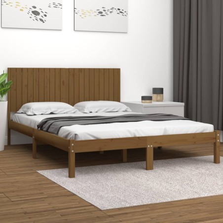 vidaXL Massivholzbett Honigbraun Kiefer 200x200 cm