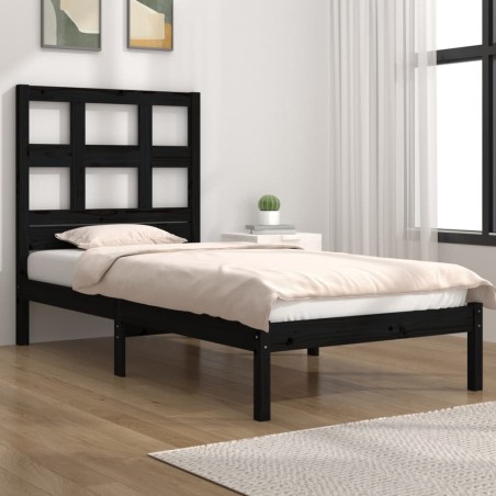 vidaXL Massivholzbett Schwarz Kiefer 90x200 cm