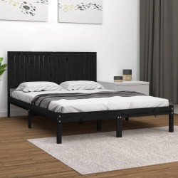vidaXL Massivholzbett Schwarz 180x200 cm