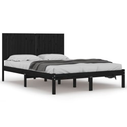 vidaXL Massivholzbett Schwarz 180x200 cm