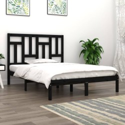 vidaXL Massivholzbett Schwarz 120x190 cm
