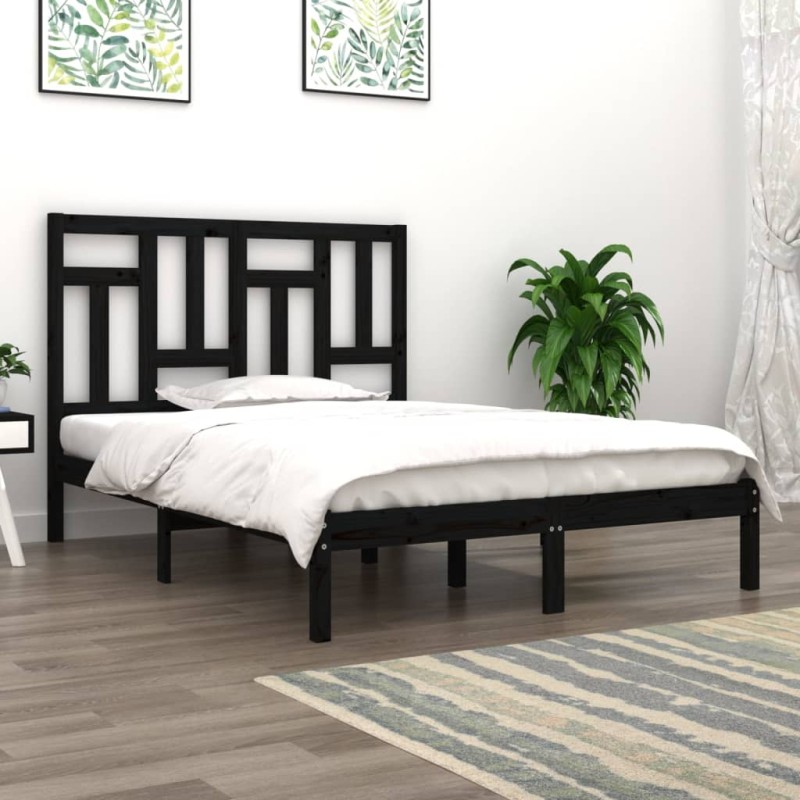 vidaXL Massivholzbett Schwarz 120x190 cm vidaXL Massivholzbett Schwarz 120x190 cm