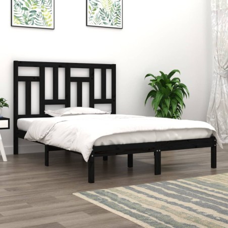 vidaXL Massivholzbett Schwarz 120x190 cm