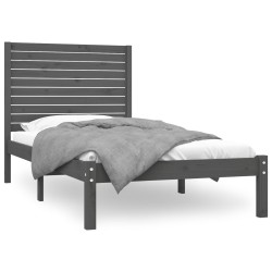 vidaXL Massivholzbett Grau 100x200 cm