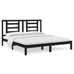 vidaXL Massivholzbett Schwarz 180x200 cm