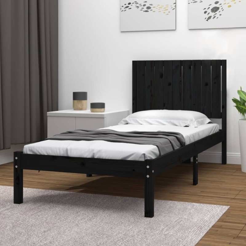vidaXL Massivholzbett Schwarz Kiefer 90x190 cm vidaXL Massivholzbett Schwarz Kiefer 90x190 cm