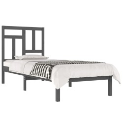 vidaXL Massivholzbett Grau Kiefer 90x190 cm
